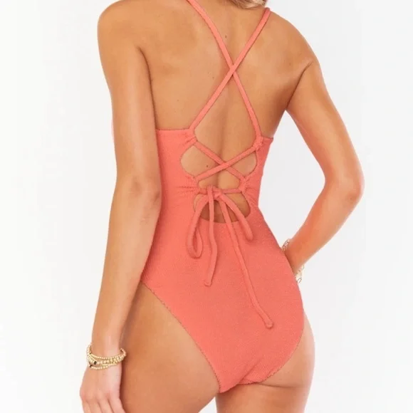 Positano One Piece in Neon melon scrunch - Picture 2 of 7